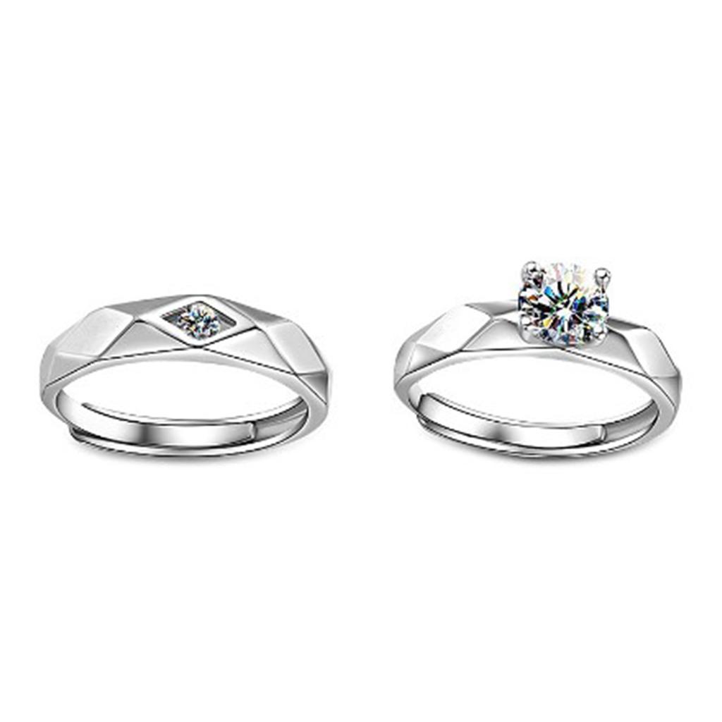 2 Stück Partnerring Herren Damen Kupfer Verstellbar Exquisiter Strassring Schmuck für Dating Party