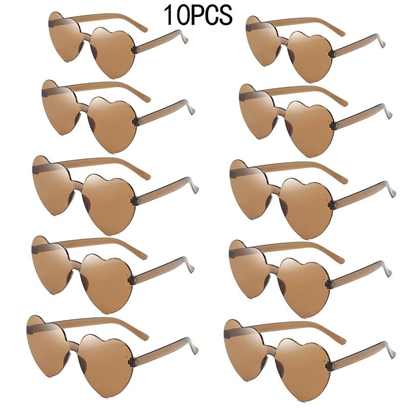 10Pc Heart Sun Shades Love Sun Shades Jelly Color Frameless Heart-Shaped One-Piece Eyewear Dazzling Color Eyewear