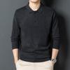 Höst och Vinter Herr Mellanålders Business Casual Revers Tröja Långärmad Tunnstickad Bas Tröja Ull Kroppsskjorta