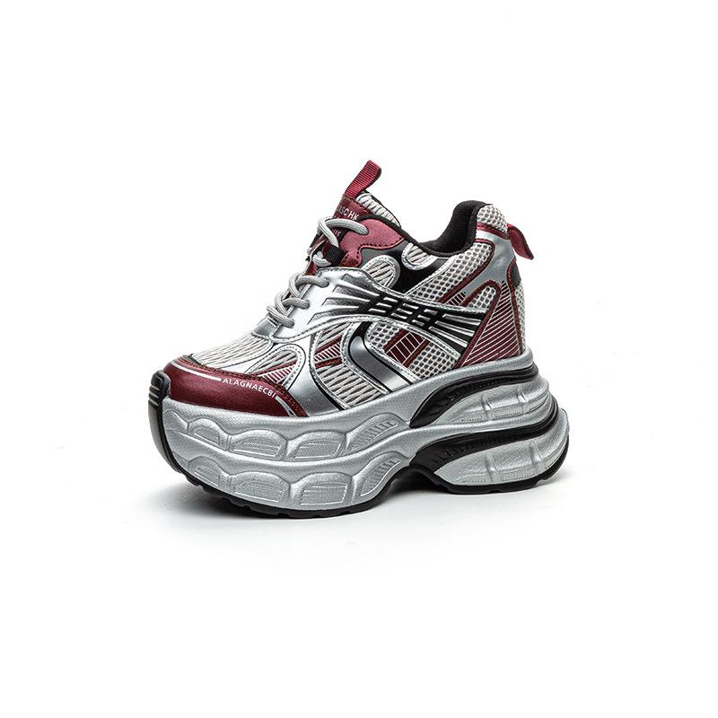 Small Muffin Platform Sneakers Women's 2025 Spring New 12CM Small Inner Height Increase Casual Dad Shoes