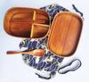 KXLCGYK Magewappa Bento 700ml Single Magewappa Natural Lacquer Blue Drawstring Wooden Spoon and Chopsticks Perfect for Commuting or School Box, Oval,