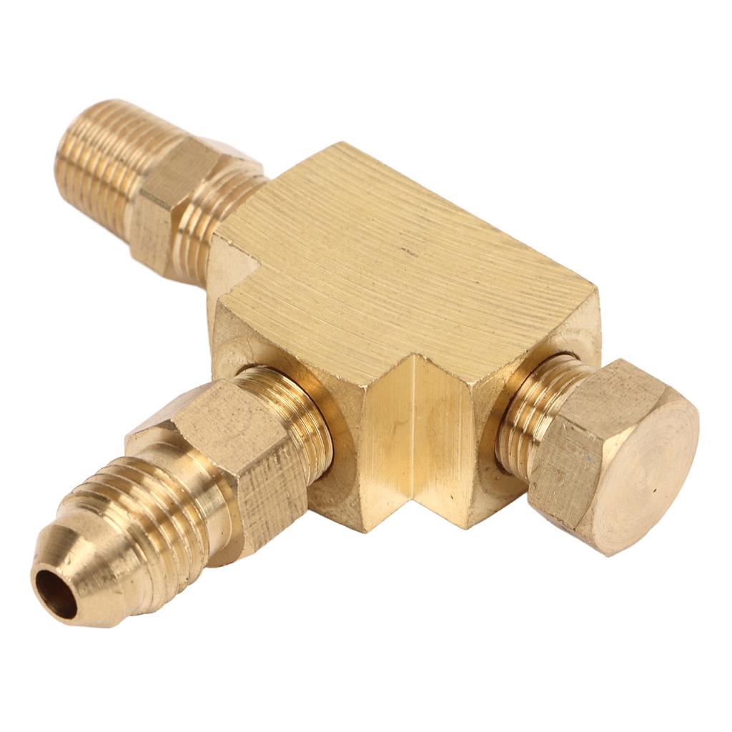 Tee Adapter Fitting 4AN 1 8in NPT BSP Brass Perfect Sealing for Turbo Oil Feed Pressure Sensor