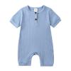 Summer 2025 Baby Short Sleeve Ribbed Jumpsuit Romper with Snap Crotch