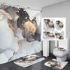 3D Marble Shower Curtain Set Non Slip Bath Rug Waterproof Bathroom Curtain With Hooks Modern Style Toilet Lid Cover Home Decor