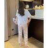 Peach Lace Pajamas Women'S Summer Ice Silky High-End Short-Sleeved Trousers Sweet Home Set