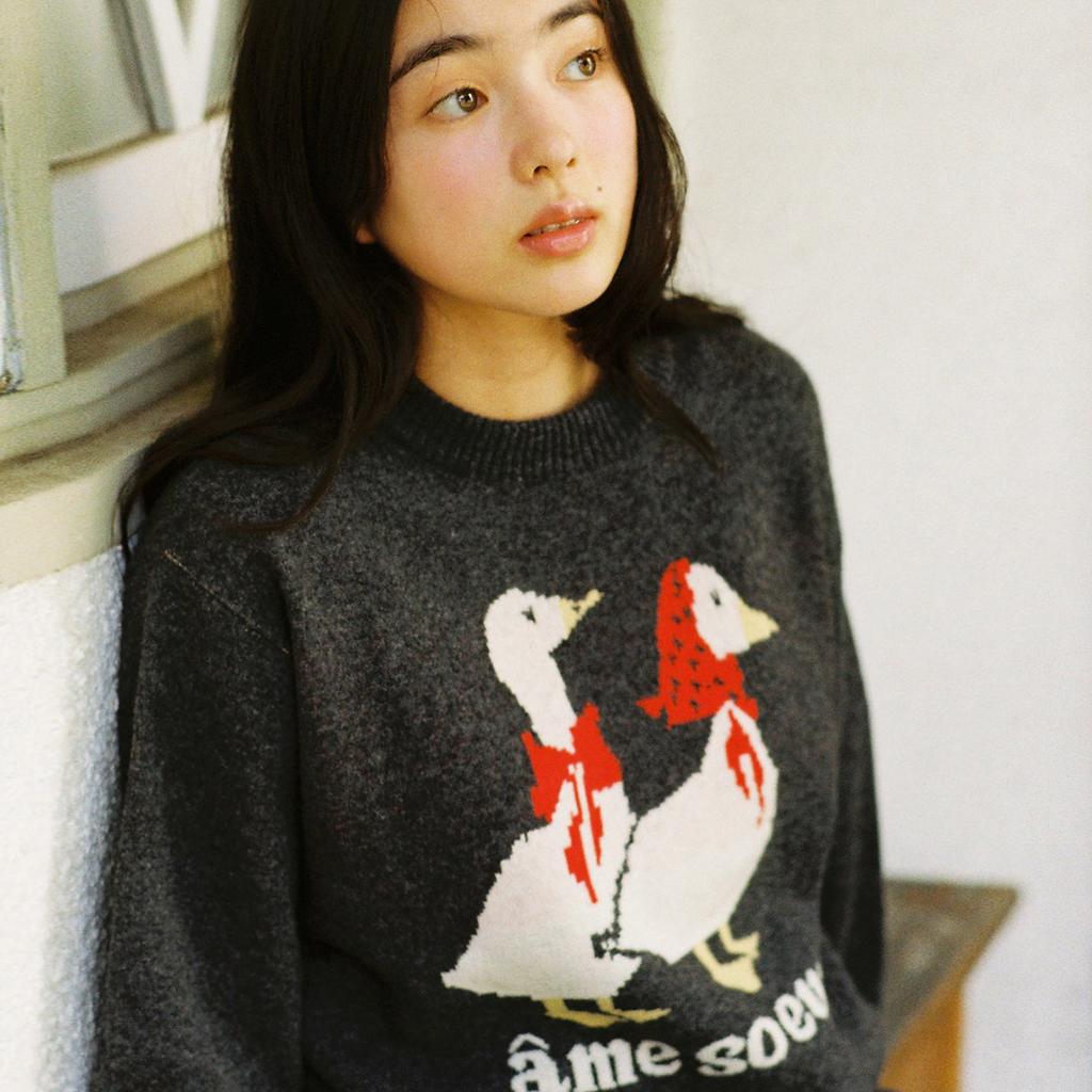 CONICHIWA bonjour Animal Knit (Charcoal)