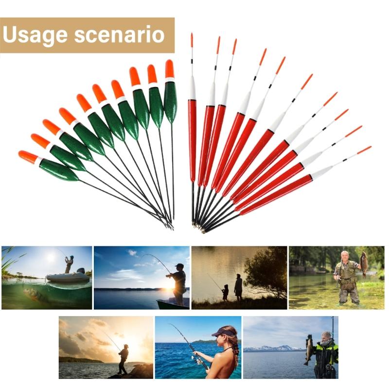 10Pcs Long Tail Fishing Bobber Buoy Paulownia Wood Fishing Floats Tackle Fishing Float Fishing Tackle Accessories
