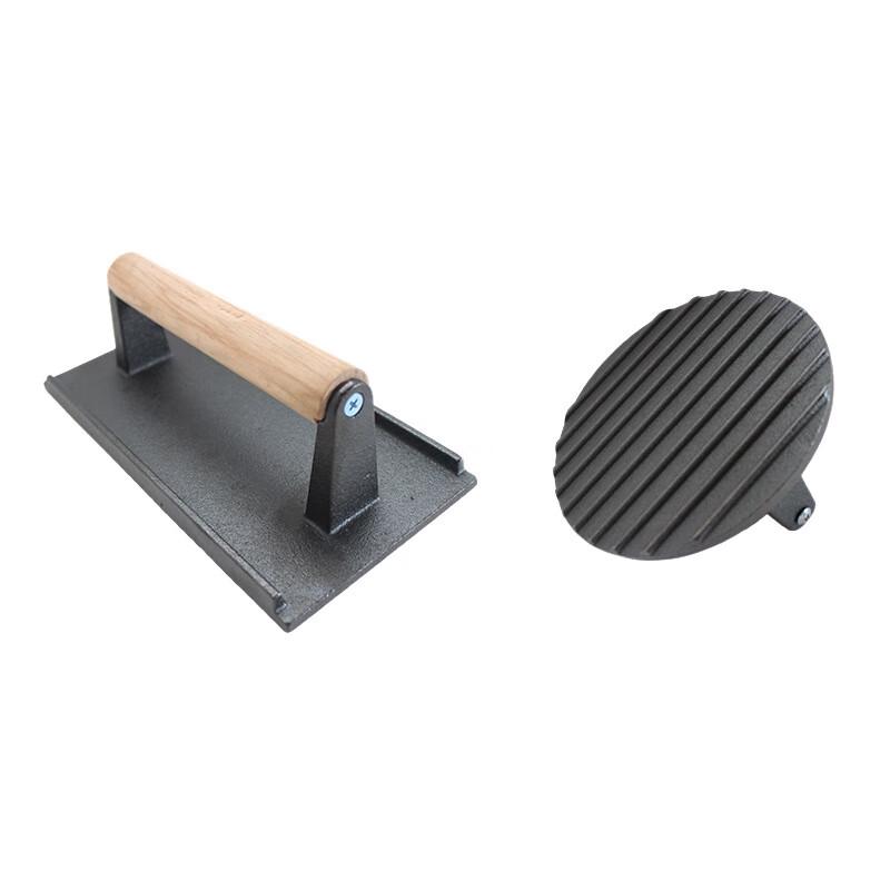 Zhishi Cast Iron Rectangular Grill Meat & Burger Press - 2 Pack