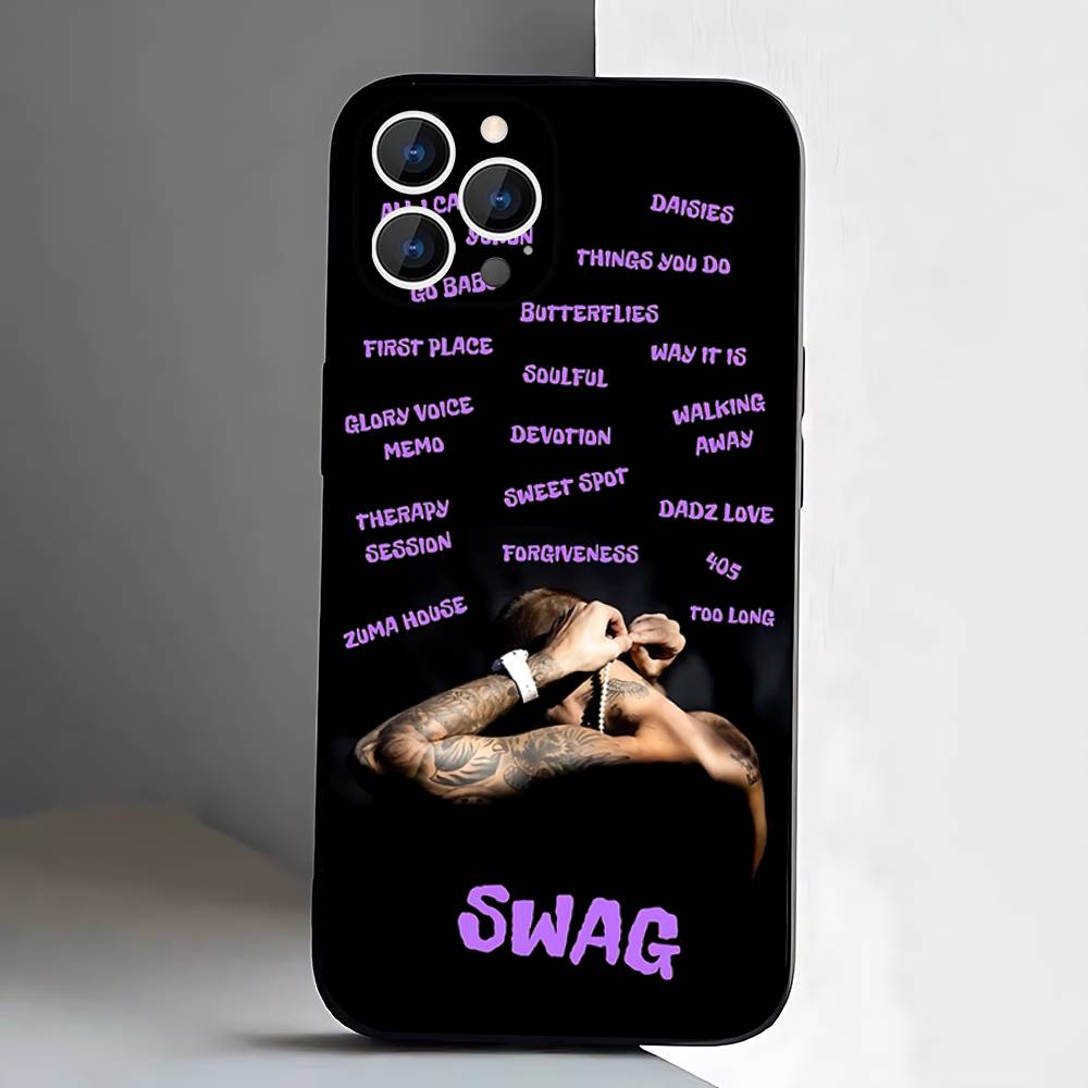 Funda de Teléfono SWAG J-Justin B-Bieber Para iPhone 17,16,15,14,13,12,Pro,Max,Plus,E,SE4,Air,Mini Caja Blanda Negra