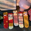 Christmas-style Women's Socks, Coral Fleece Socks, Three-dimensional Big Eyes Accessory Socks, Fun Cartoon Warm Floor Socks, Christmas Socks