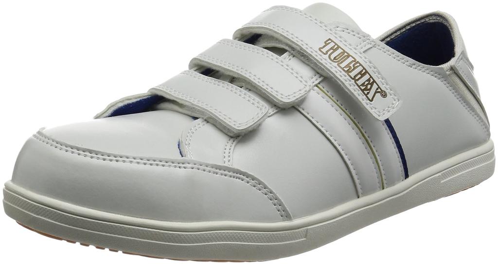 Tartex Safety Work Shoes AZ51632, Heel Tread, Steel Toe Cap, Velcro Closure, 3E, White, Size 26.5 cm