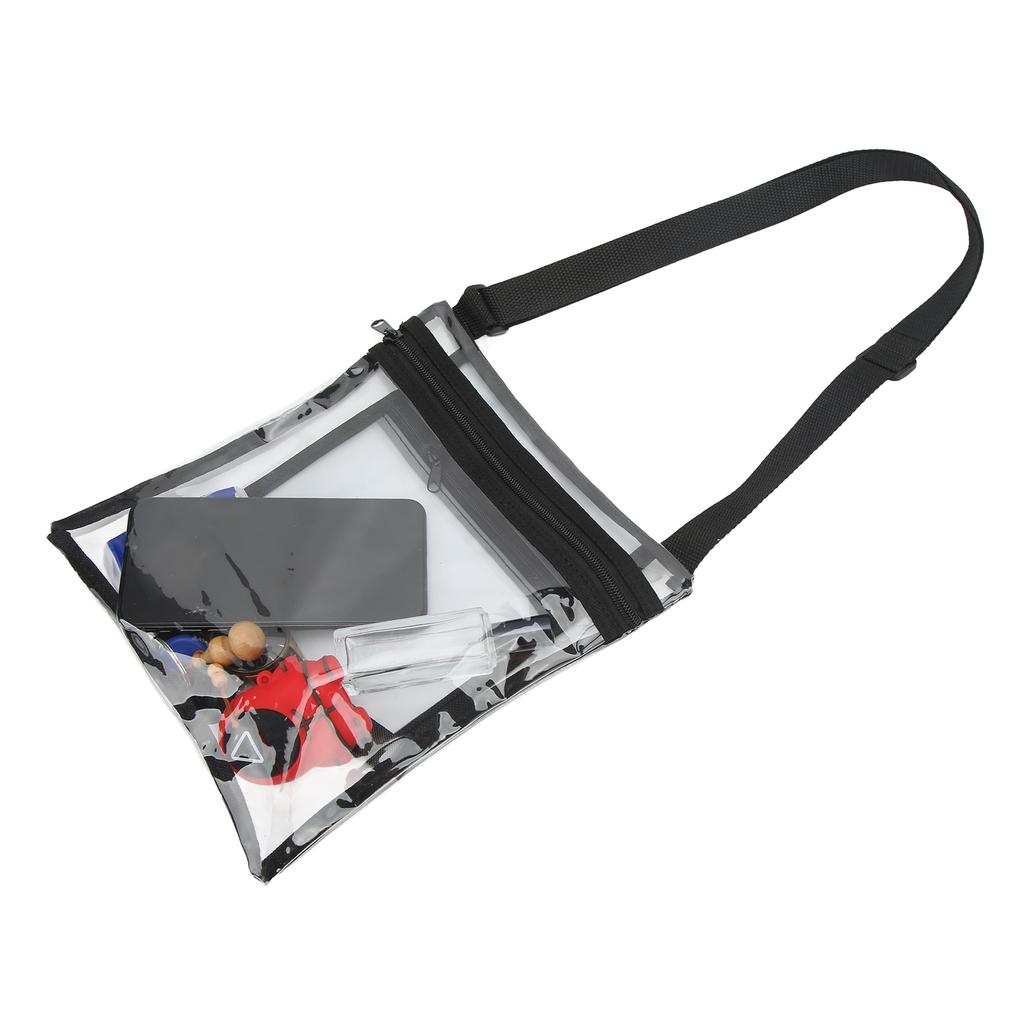 Transparent Messenger Bag with Adjustable Shoulder Strap and Inner Pocket for Sports Events Gray