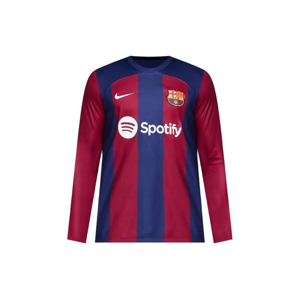 Nike FC Barcelona 2023/24 Stadium Home Performance Crew Neck Soccer Jersey Men Tops Deep-Royal-Blue Noble-Red White DX2636-456