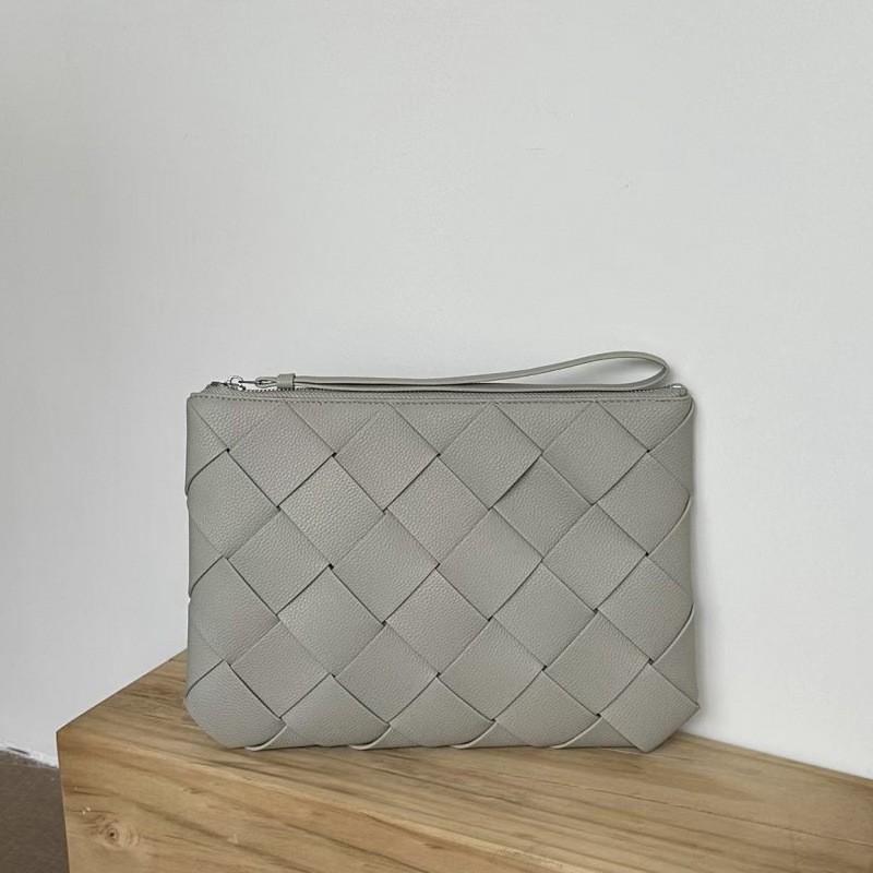 Fashion Litchi Woven Small Square Bag Casual Handheld Tote Unisex Business Commute