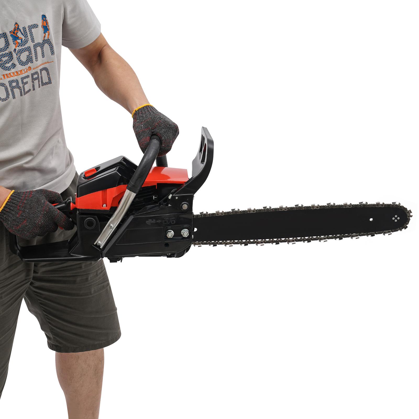 

Chainsaw 18 Inch Gas Powered, 58CC 4.4HP Handheld Cordless Gasoline Chain Saws 2-Stroke, Chainsaw for Trees Wood Forest Cutting червоний