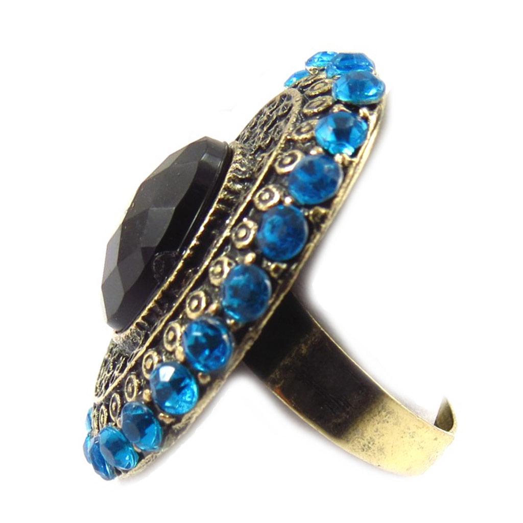 Les Trésors De Lily [K1913] - Bague Créateur 'Sissi' noir bleu