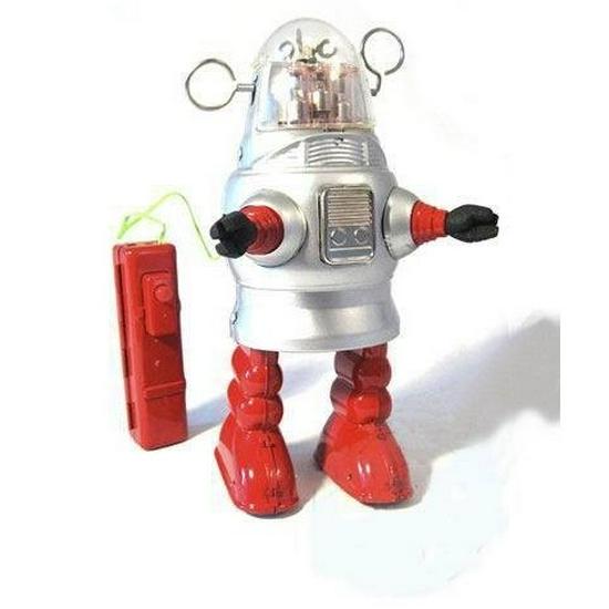 TR2051 Retro Electric Robot Toy - Nostalgic Collectible Cylinder Tin Toy, Creative Gift Idea. серебряный