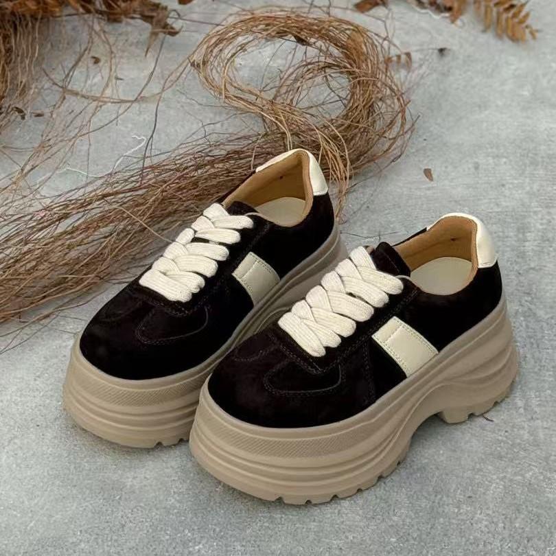Thick-soled women's height increase 7 autumn new fashion casual shoes simple velvet