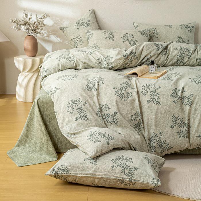 2025 Dickes Hochgewicht Retro Leinen-Print Vierteiliges Set