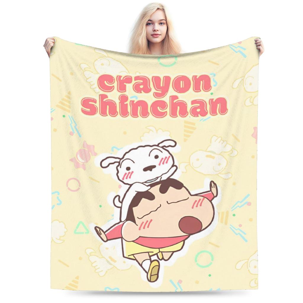 Crayon Shin chan Knitted Blanket Cartoon Flannel Throw Blankets Summer Air Conditioning Personalised Soft Warm Bedspread