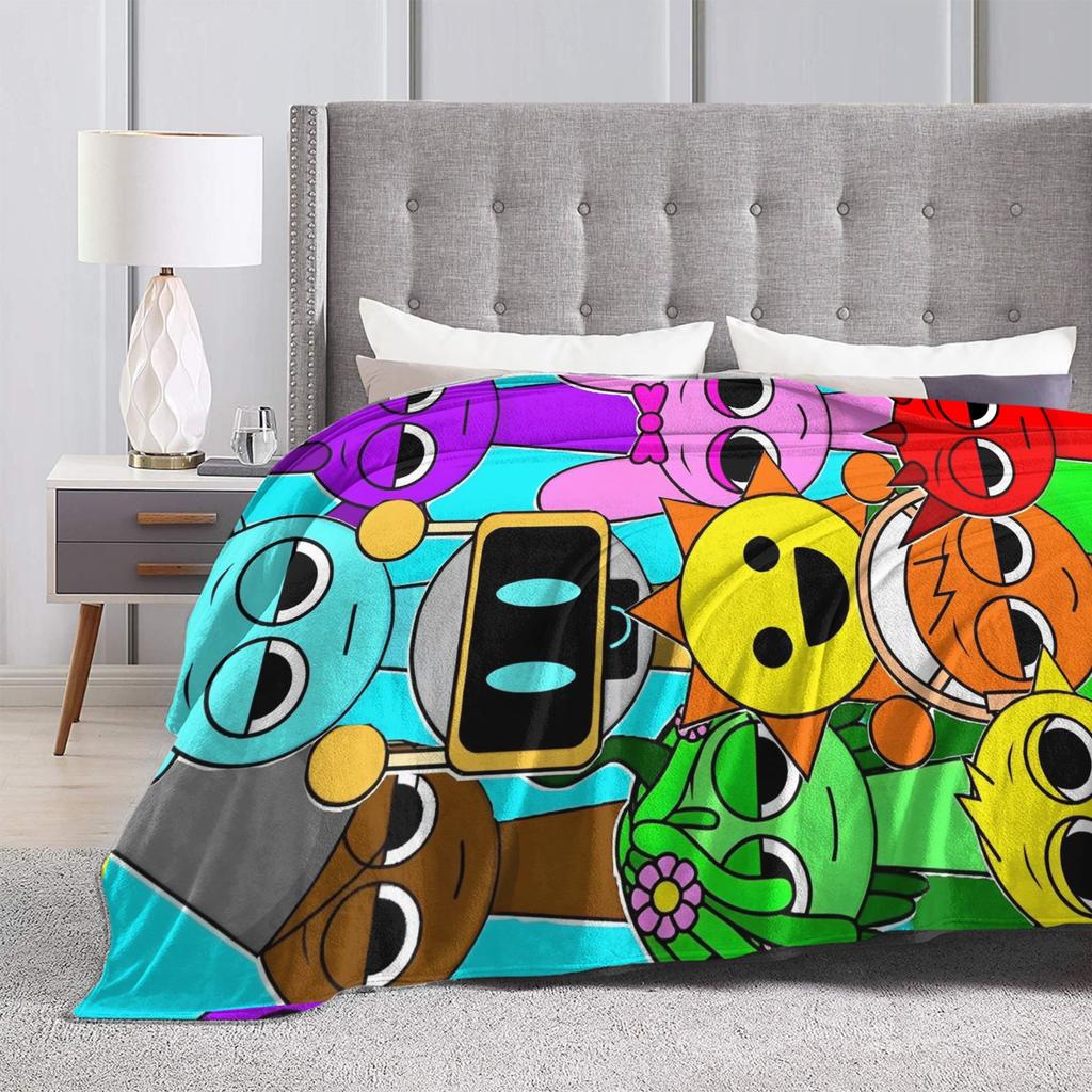 Sprunki Characters Game Flannel Blanket Vintage Throw Blankets for Home Hotel Sofa Bedspread,