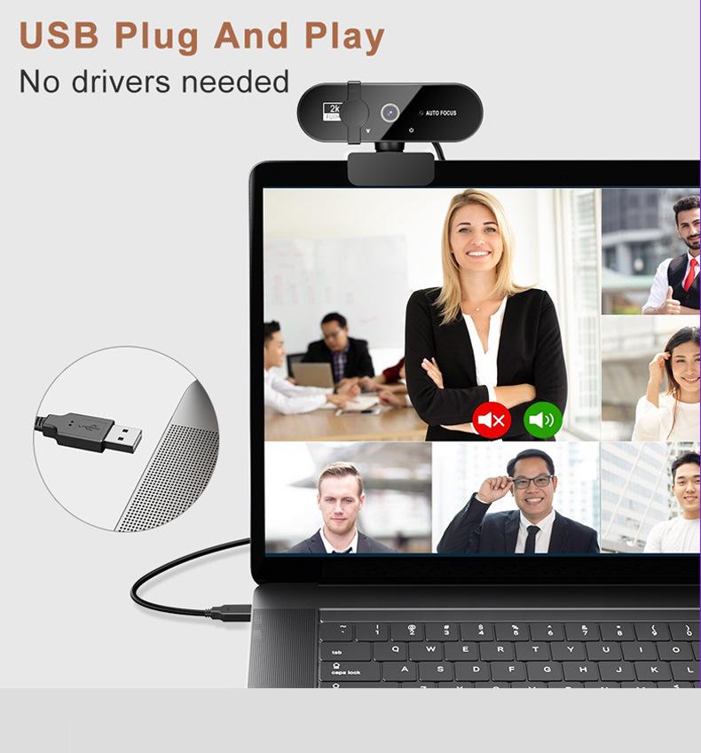 Live Stream USB Camera: HD 2K/4K Video for Desktop or Laptop