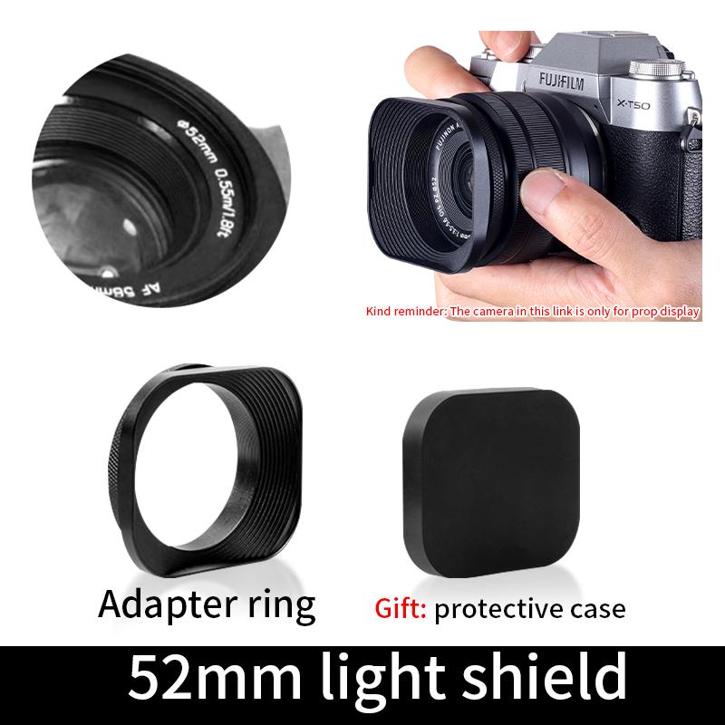 Metal Square Camera Lens Hood Compatible for Nikon16-50 Canon Sony Fuji15-45/35f2 Universal Photography Accessory 52/43/46/39mm