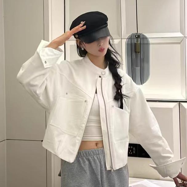 

Весна 2025 Женская Корейская Шикарная Свободная Куртка с Круглым Вырезом Extra Large