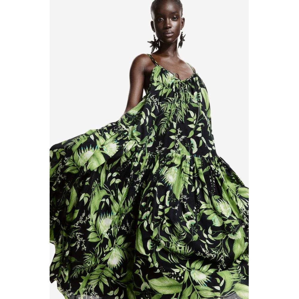 

Платье макси HMA line зеленое с узором