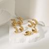 European and American Titanium Steel Non-fading C-Shaped Twisted Rope Textured Women's Earrings