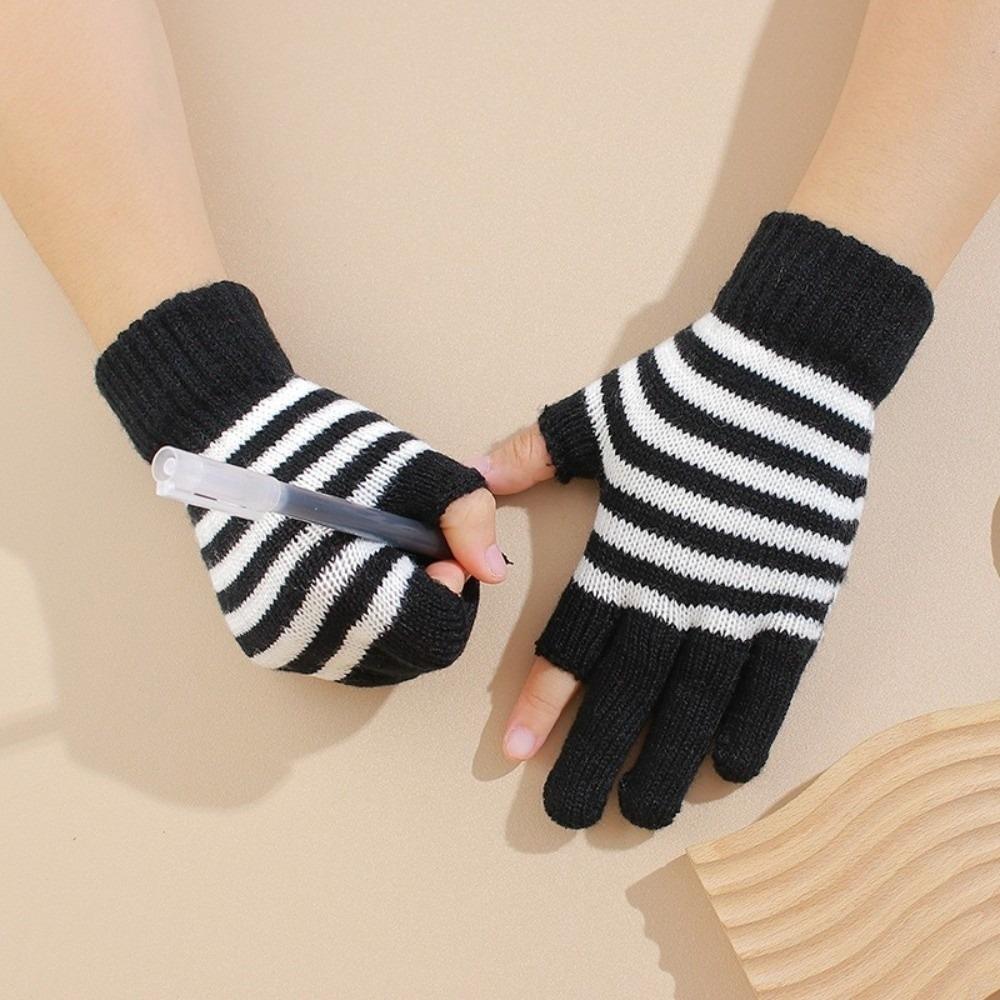 

Plush Warm Gloves Stripe Skiing Gloves New Windproof Cold Proof Gloves Autumn and Winter 1
