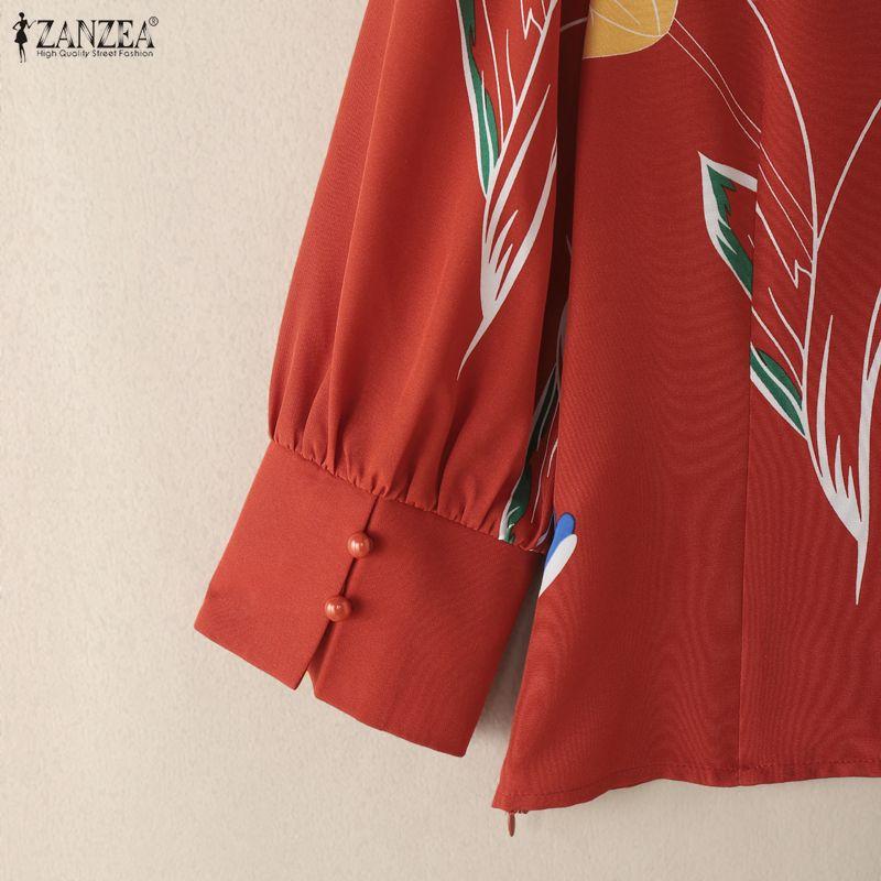 ZANZEA Women Casual Square Collar Summer 3/4 Sleeve Print Blouse