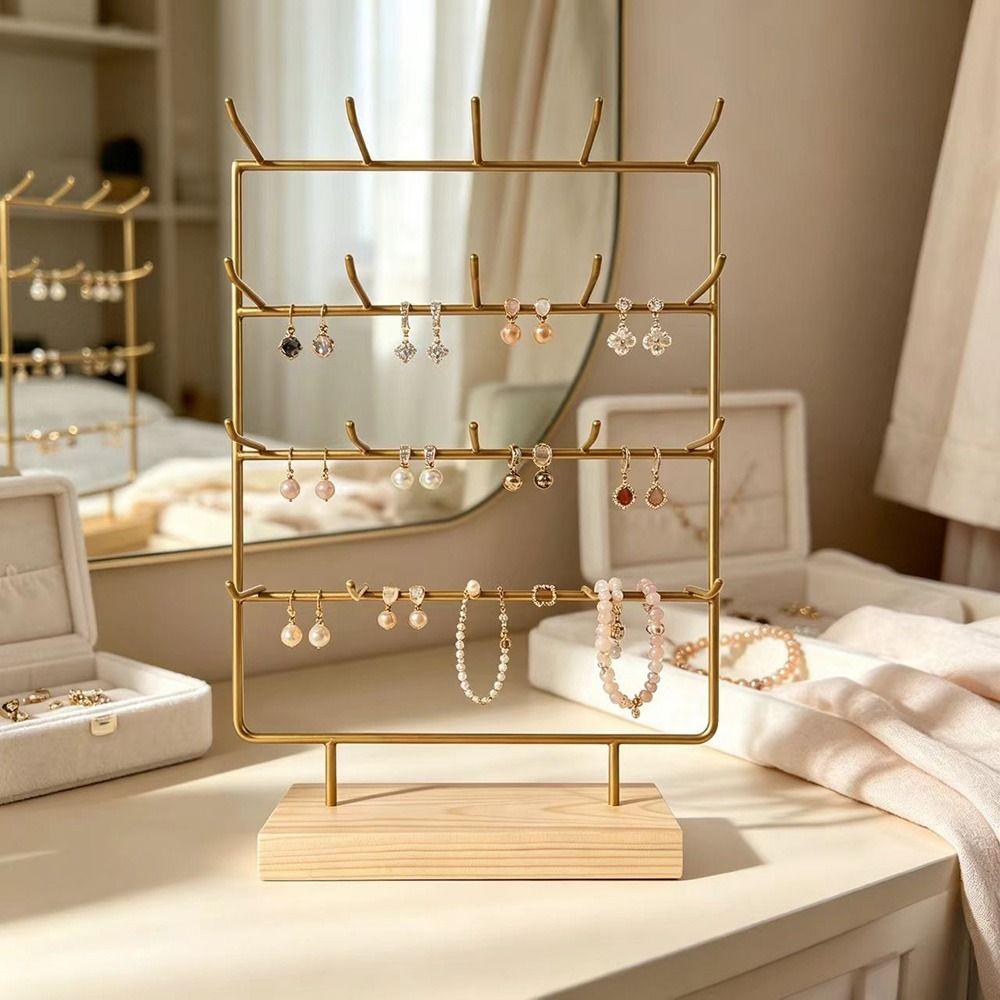15/20 Hooks Earrings Display Stand Gold Black Counter Showcase Props  For Jewelry Showcase