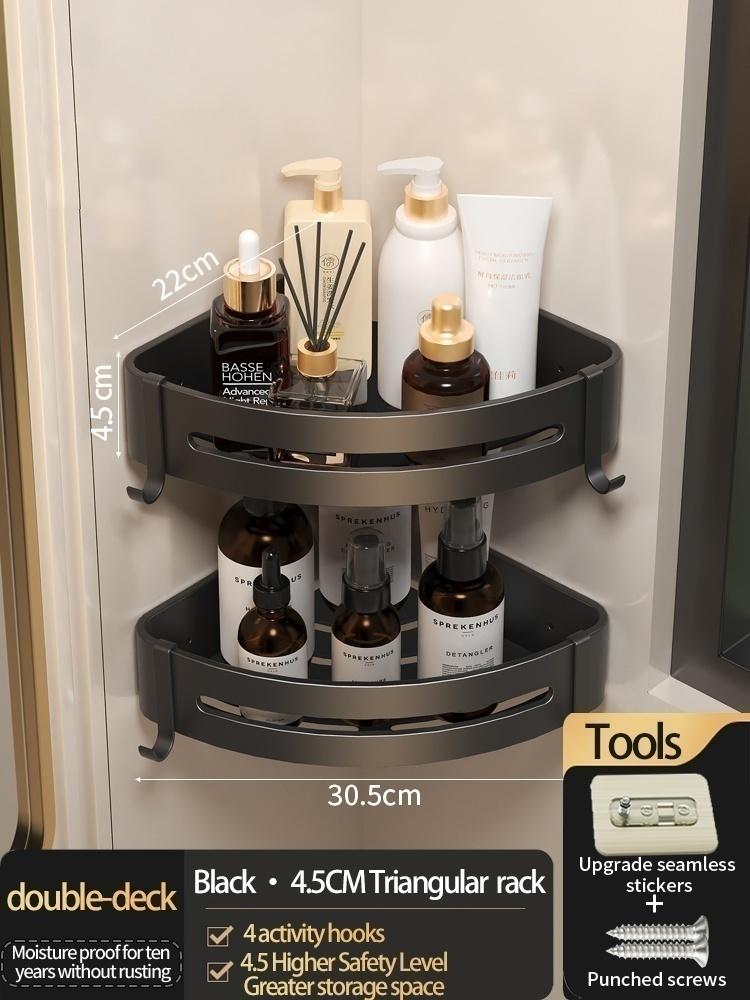 No Drill Bathroom Hardware Towel Rack Black 50CM-60CM Folding Aluminum Towel Rack Holder With Hook Towel Holder Tissue Holder