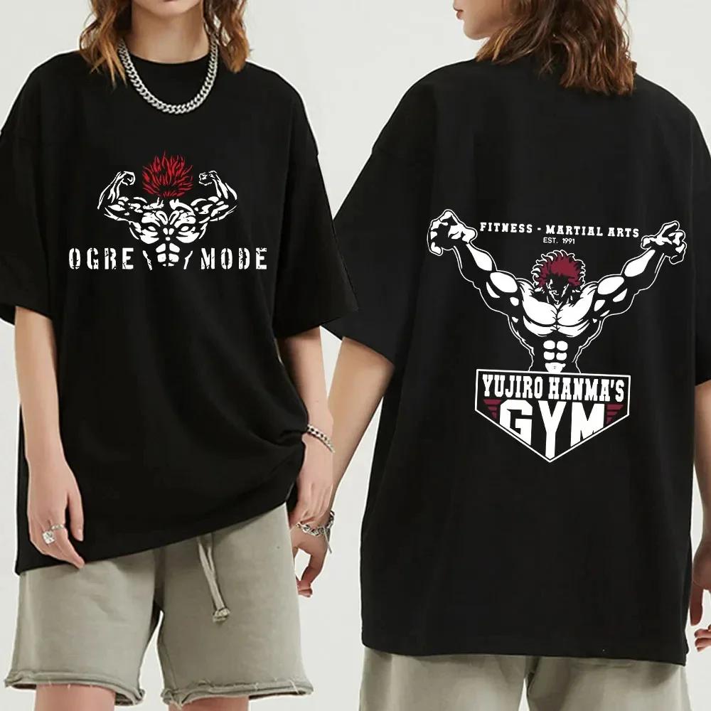 Anime Baki The Grappler T Shirt Yujiro Hanma Gym Short Sleevet T-shirts Men's 100% Cotton Casual Tee Shirt Streetwear Y2k