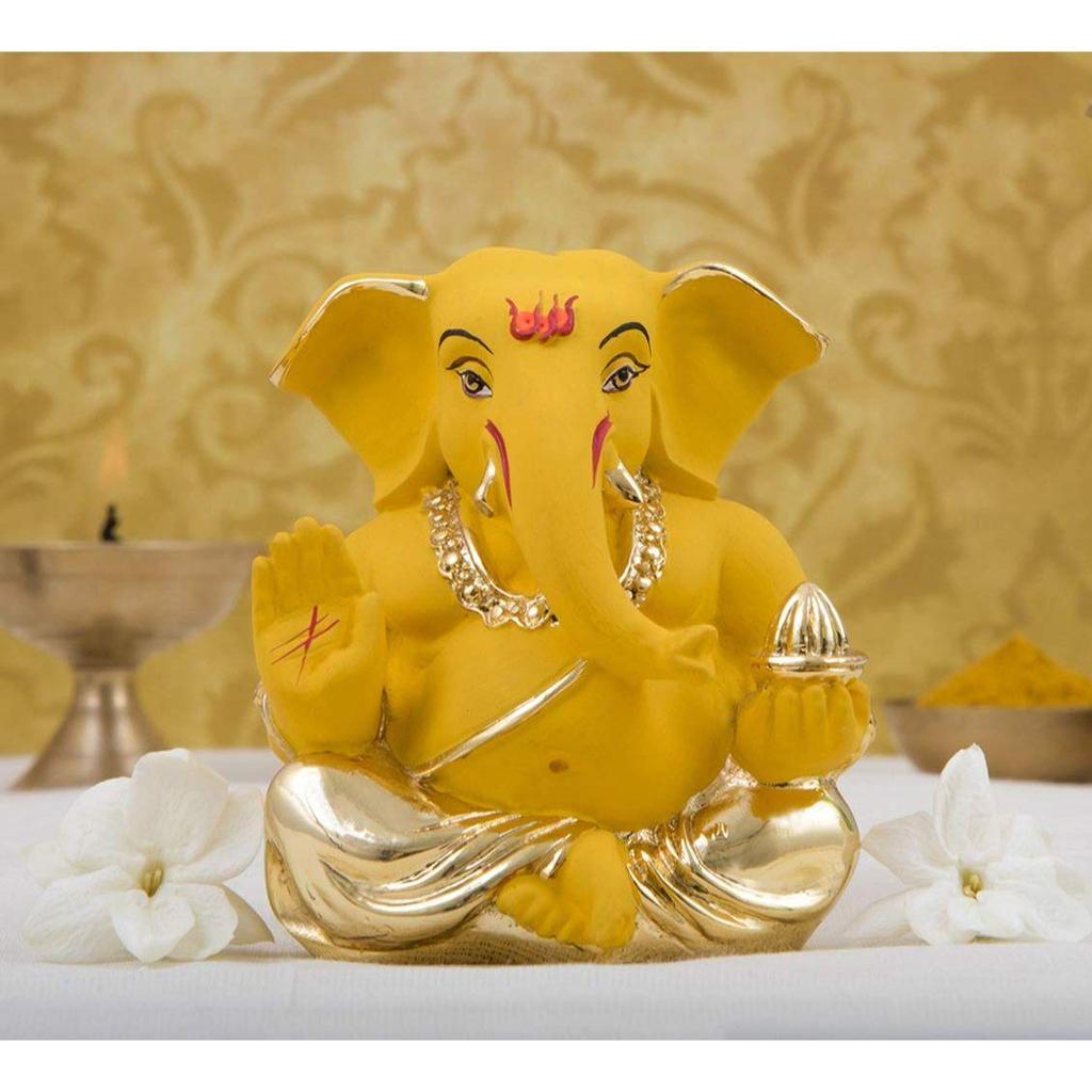 Ceramic Mango Appu Ganesha Idols  Gold Ganesh Idol For Car Dashboard Ganesha Murti Ganpati Idol For Home Decor