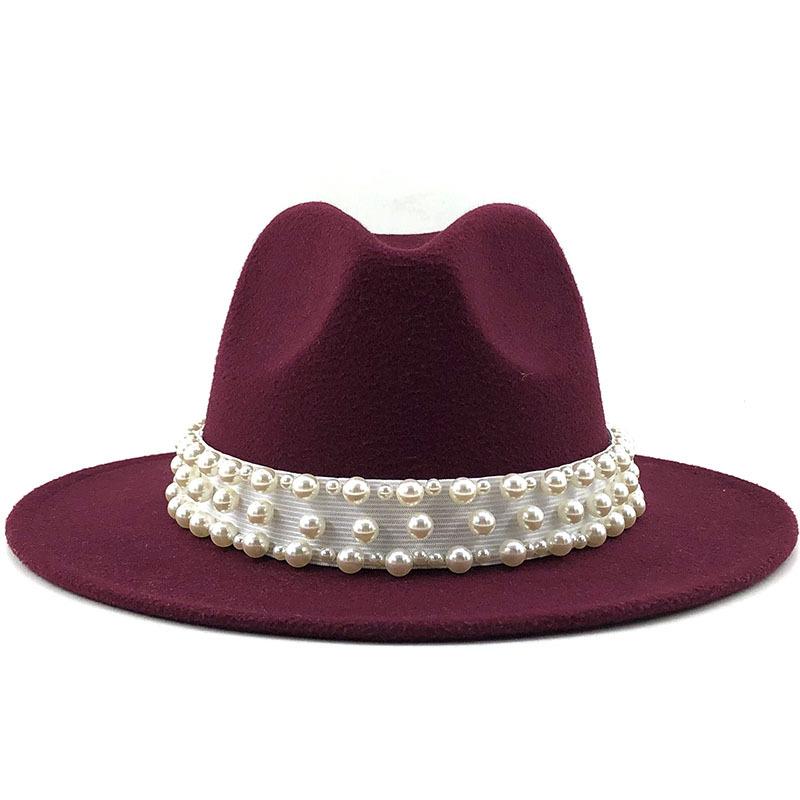 European and American Metal Leaf Women Woolen Hat Jazz Hat Autumn and Winter British Retro Top Hat Women
