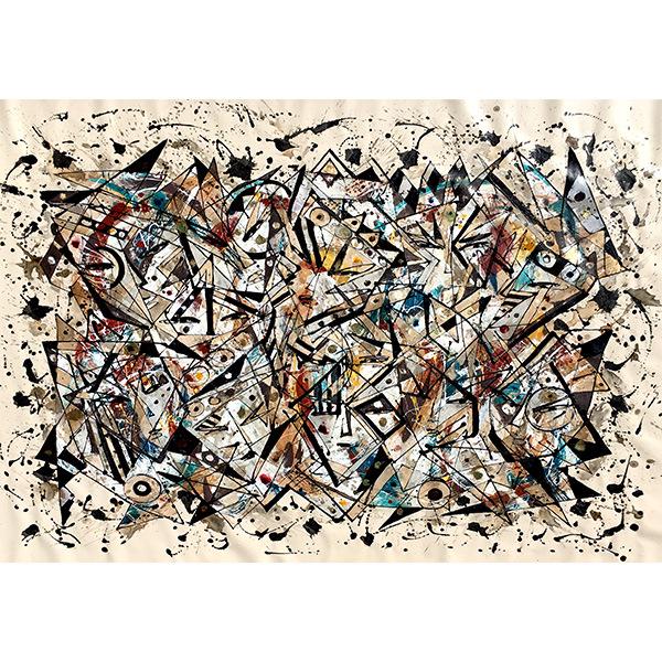 Modern Geometric Graffiti Canvas Art for Bedroom & Living Room