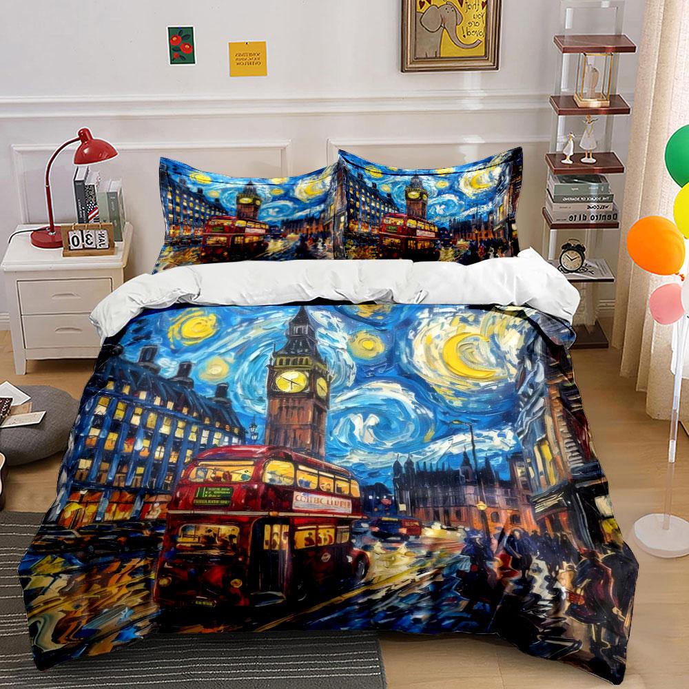 "London-Inspired Art Decor Set" Kid's and Adults' Bedroom Decor, Exquisite Three-piece Bedding Set Gift