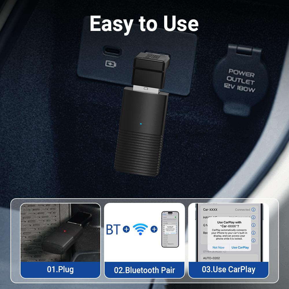 Mini-Auto-Wireless-Carplay-Adapter mit Kabel für Wireless-Carplay-Dongle für iPhone