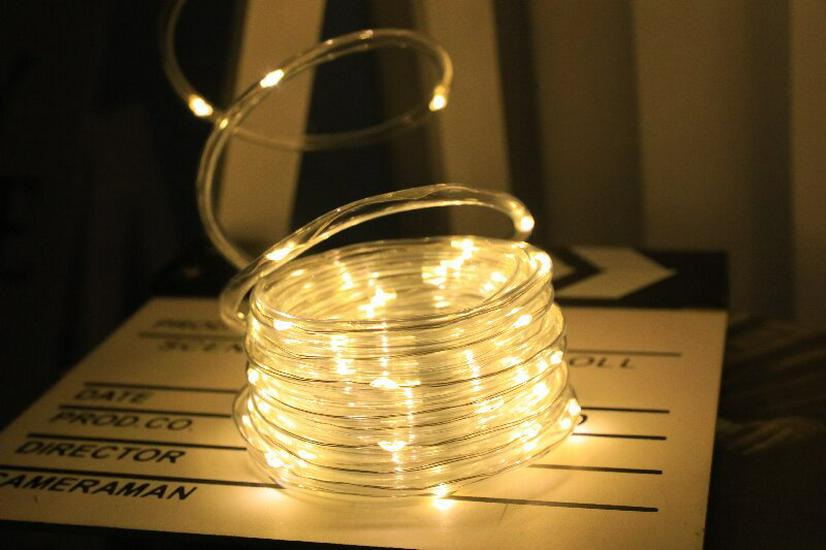 Waterproof Solar LED Copper String Lights - Outdoor Christmas Courtyard & Decorative Luminous Tube Lights 7m 50 LEDs USB with Remote