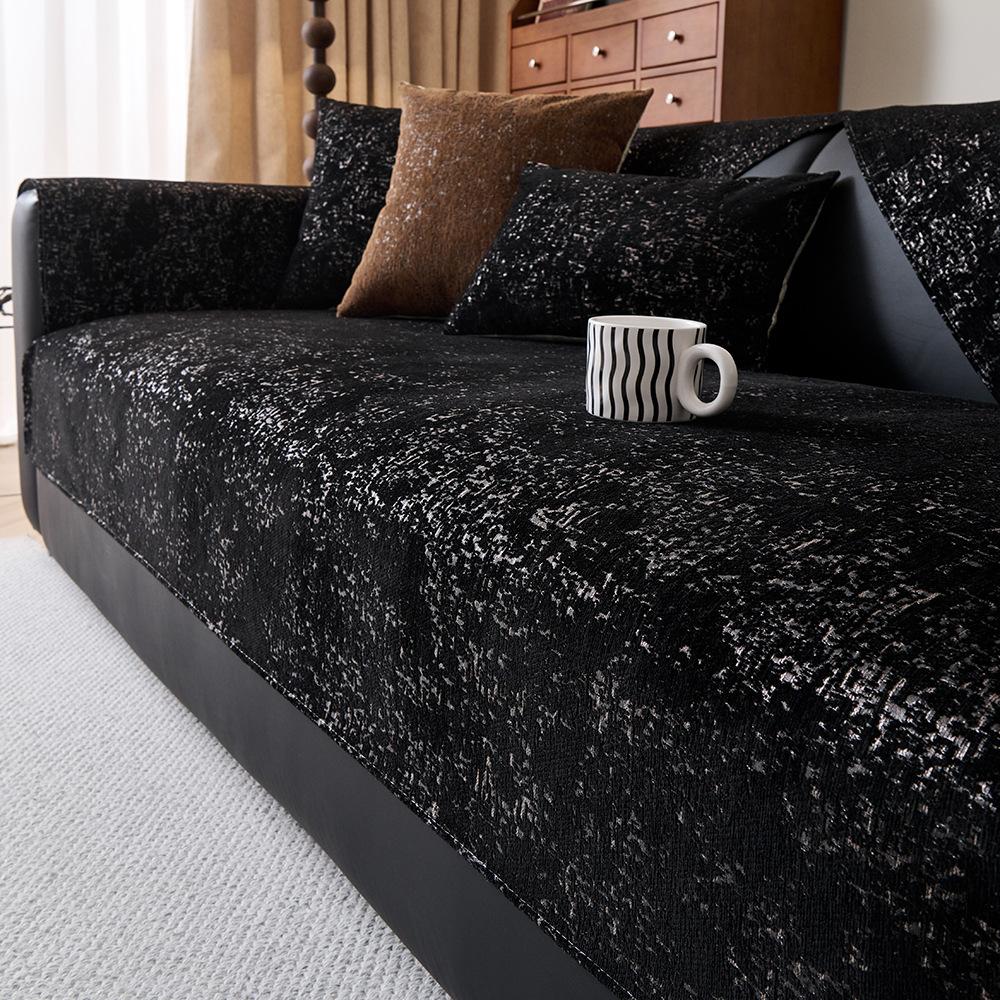 

New Chenille Sofa Cushion Universal In All Seasons, Simple Modern Non-Slip Seat Cushion, Solid Color Sofa Cover Cover Cloth 70*70cm чёрный