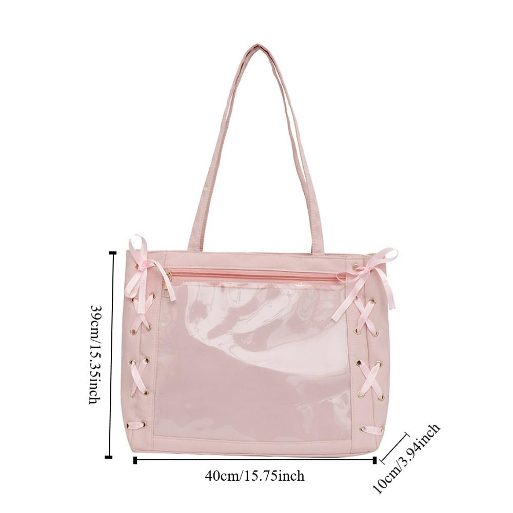 Lace-up Simple Itabag Cross Ribbon Shoulder Bag Pouch Bag Transparent Pocket  Fans Supplies