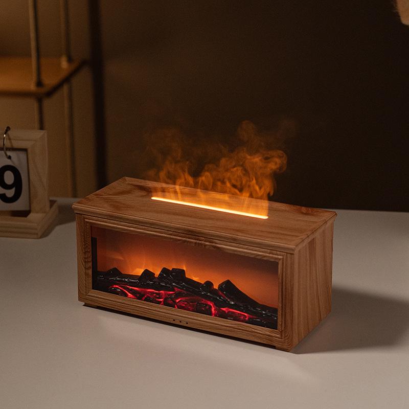 Seven-Color LED Flame Aroma Diffuser Humidifier for Home and Office