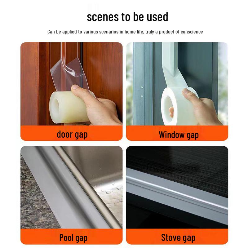 Şeffaf Rüzgar Geçirmez Pencere ve Kapı Sızdırmazlık Bandı - Boşluklar İçin Kalın Yalıtım Şeridi