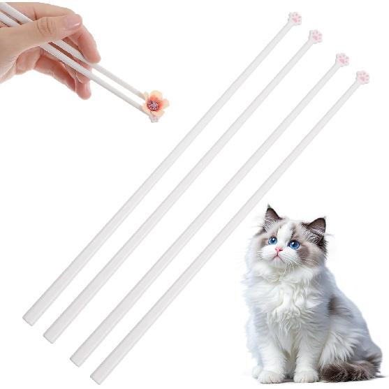 2 Pairs Cat Paw Chopsticks Cute Fun Lightweight Pink Paw Prints Chopstick Reble Non-Slip Grip Eating Chopsticks Kitty Themed Chopstick for
