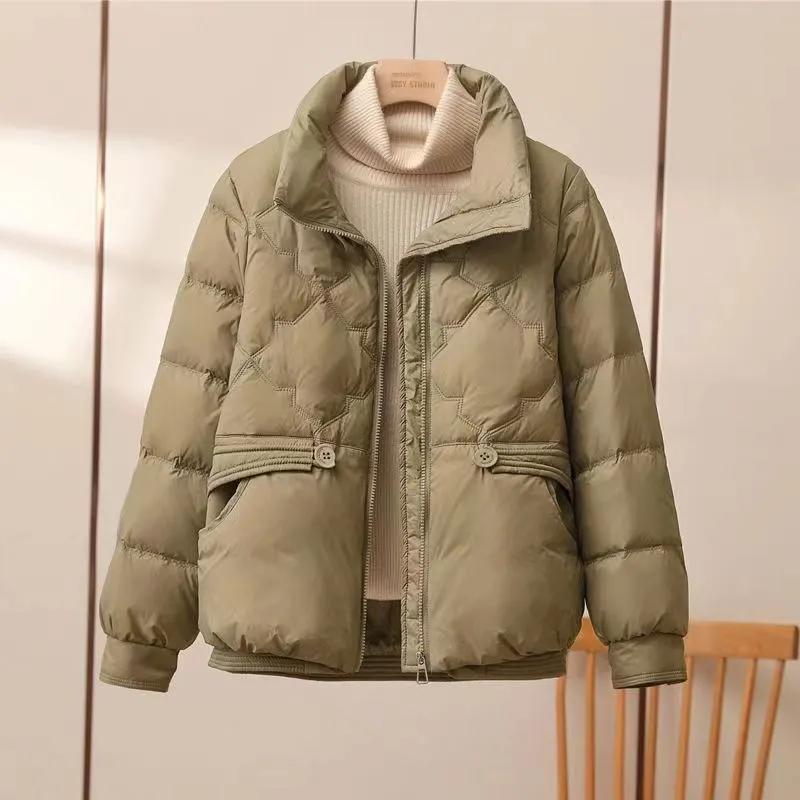 Women Light Down Jacket Casual Autumn Winter Outwear Stand Collar Warm   Down Coat  Fashion