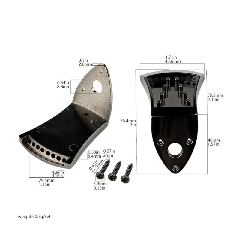 8 String Mandolin Tailpiece with Mounting Hardware Metal Triangular Mandolin Tailpiece Instrument Replacement Part
