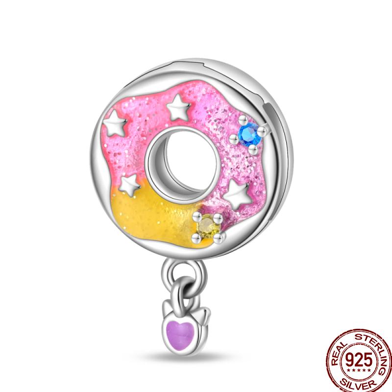 Copper Dessert Afternoon Tea Series Pink Zircon Sweets Playground Series Suitable Fit Pan Original Bracelet Diy