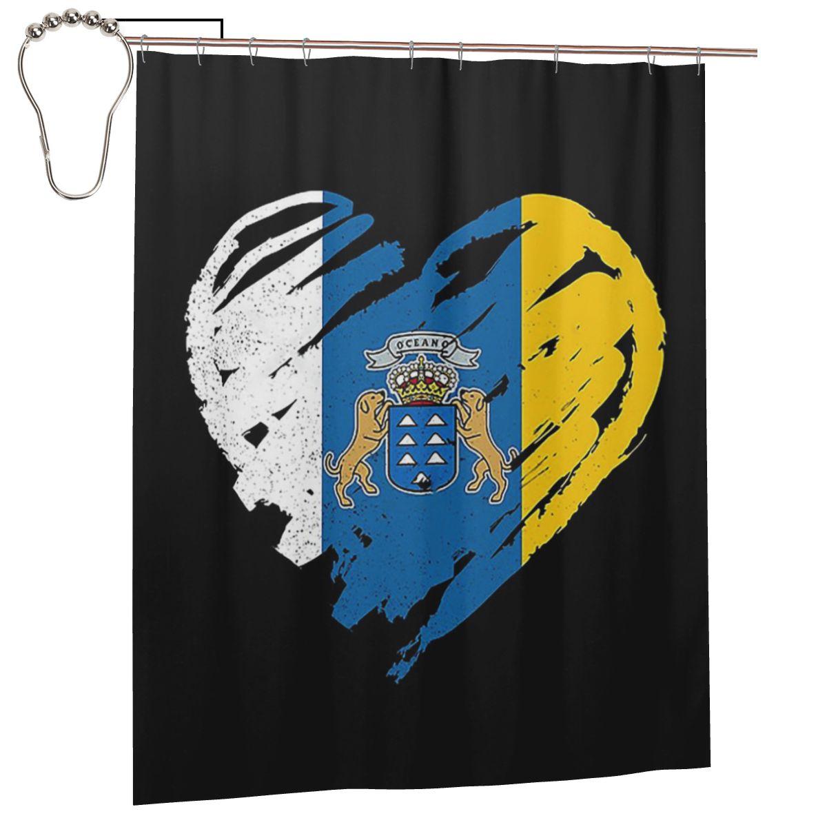 

Spain Flag Oceano Canary Islands Shower Curtain Bathroom Polyester Waterproof Bath Curtains With Hooks W60H190(CM)-1 Pcs